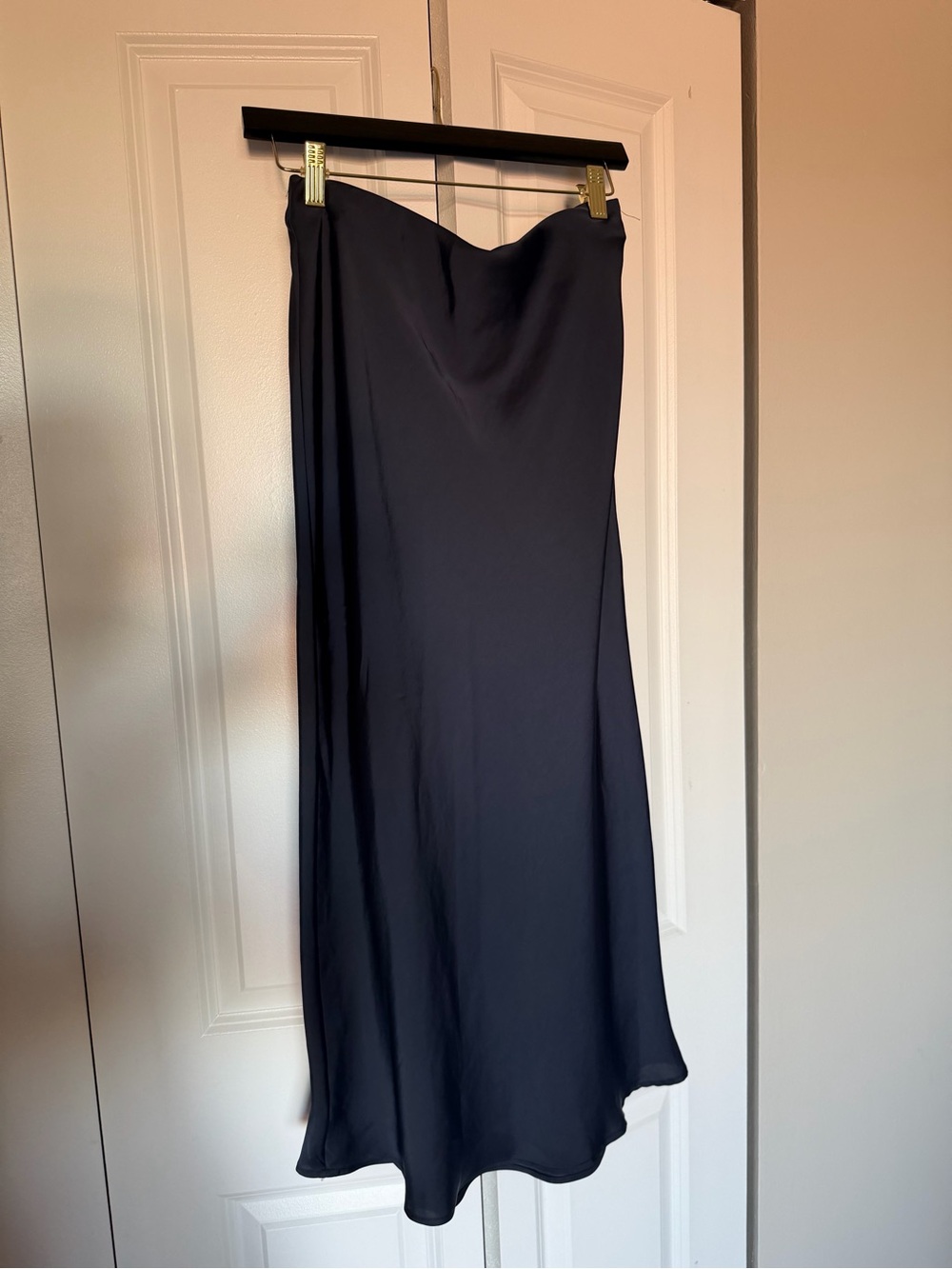 Zara Navy Satin Midi Skirt Slip Skirt – Size XS